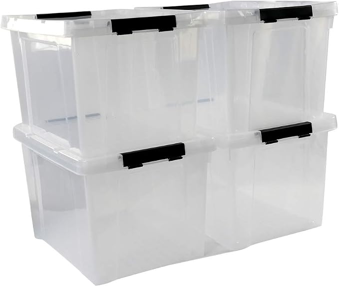 Ggbin 34 Quart Clear Lidded Storage Container Tote, Plastic Storage Box Bin by Ggbin
