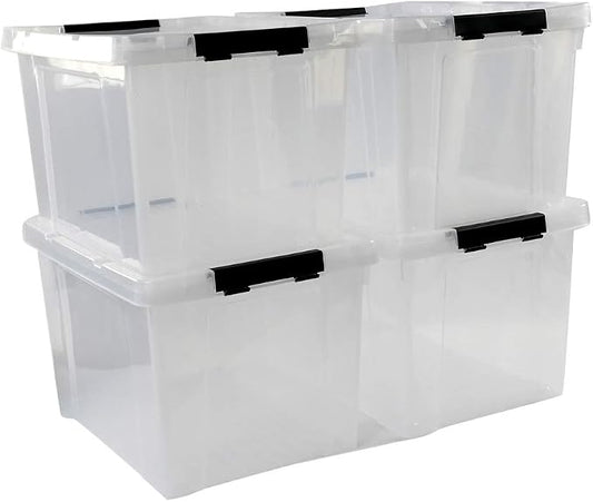 Ggbin 34 Quart Clear Lidded Storage Container Tote, Plastic Storage Box Bin by Ggbin