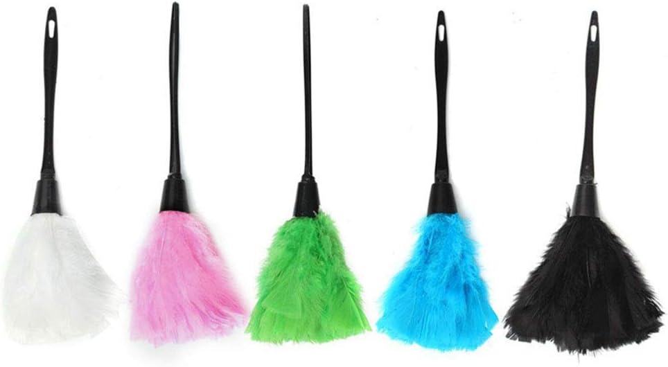 1pc Fashion Turkey Feather Duster with Black Reusable Plastic Handle Cleaning Tool white 35cm Professional