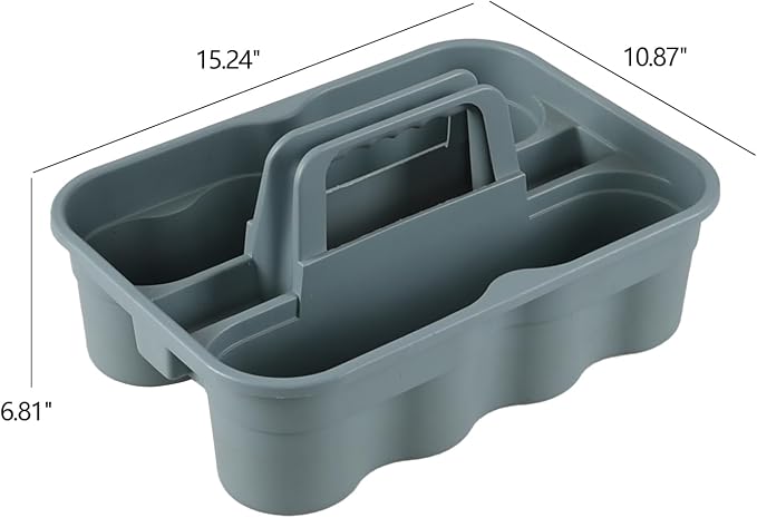 6 Pack Plastic 2 Compartments Cleaning Supplies Caddy, Commercial Carry Caddy - Image 2