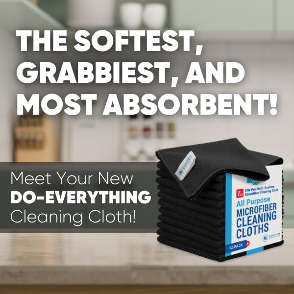 12" x 12" Pro Multi-Surface Microfiber Cleaning Cloths | Black - Image 2