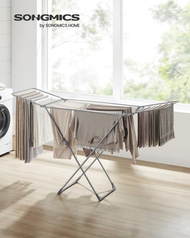SONGMICS Clothes Drying Rack, Metal Laundry Drying Rack, Space-Saving, - Image 2