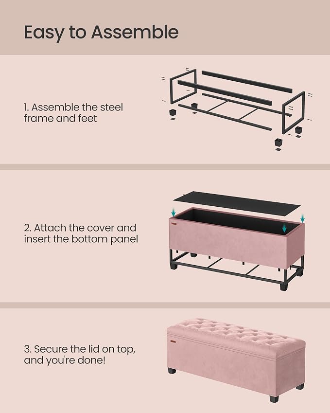 SONGMICS Velvet Storage Ottoman Bench, Foot Rest - Image 6