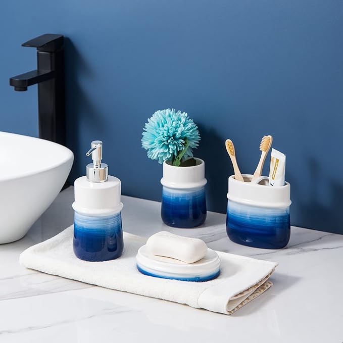Navy Blue Ceramic Soap Dispenser - Image 5