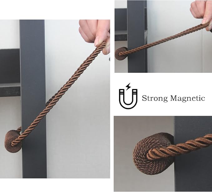 Magnetic Curtain Tiebacks 6 Pack Coffee Curtain Rope Tieback Curtain Holders - Image 5