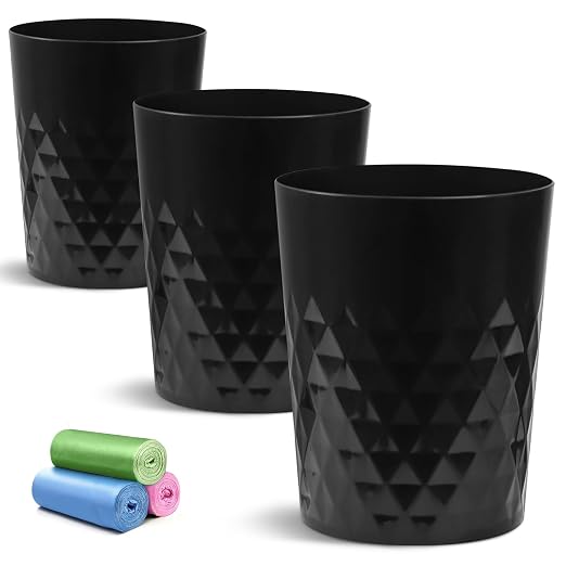 YGJT Small Trash Can, 3 Pack 1.8 Gallons Bathroom Trash Can, Slim Waste Basket by YGJT
