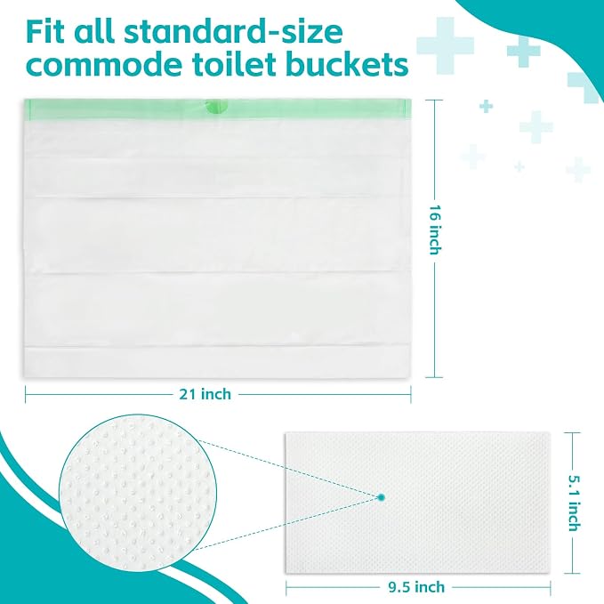 120 Pack Commode Liners with Super Absorbent Pads, Disposable Leakproof Bedside - Image 2