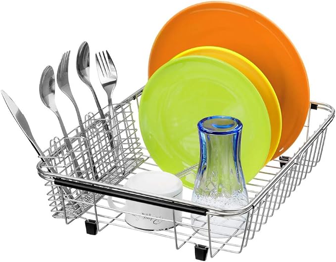 SANNO Expandable Dish Drying Rack Over Sink Dish Rack Shelf in Sink or On - Image 4