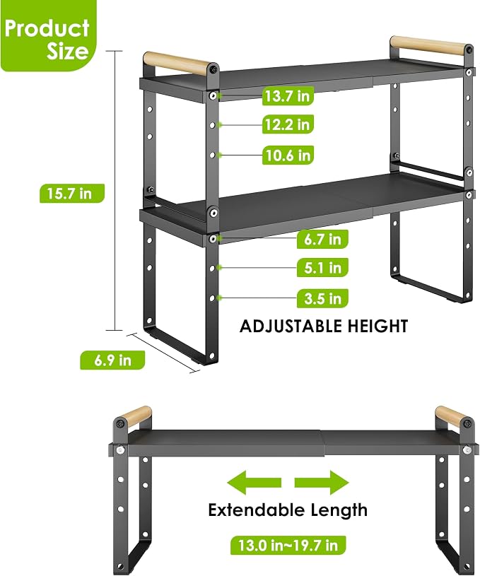 DOLALIKE Expandable kitchen Countertop Organizer, Stackable Cabinet Shelf - Image 2