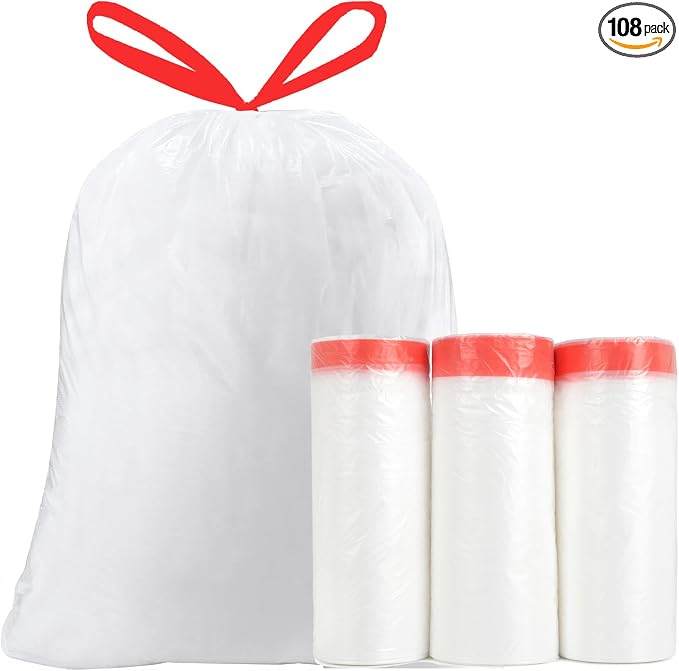 Trash Bags 17-18 Gallon Drawstring Garbage 26x33 inches Heavy Duty Plastic by goodfinely