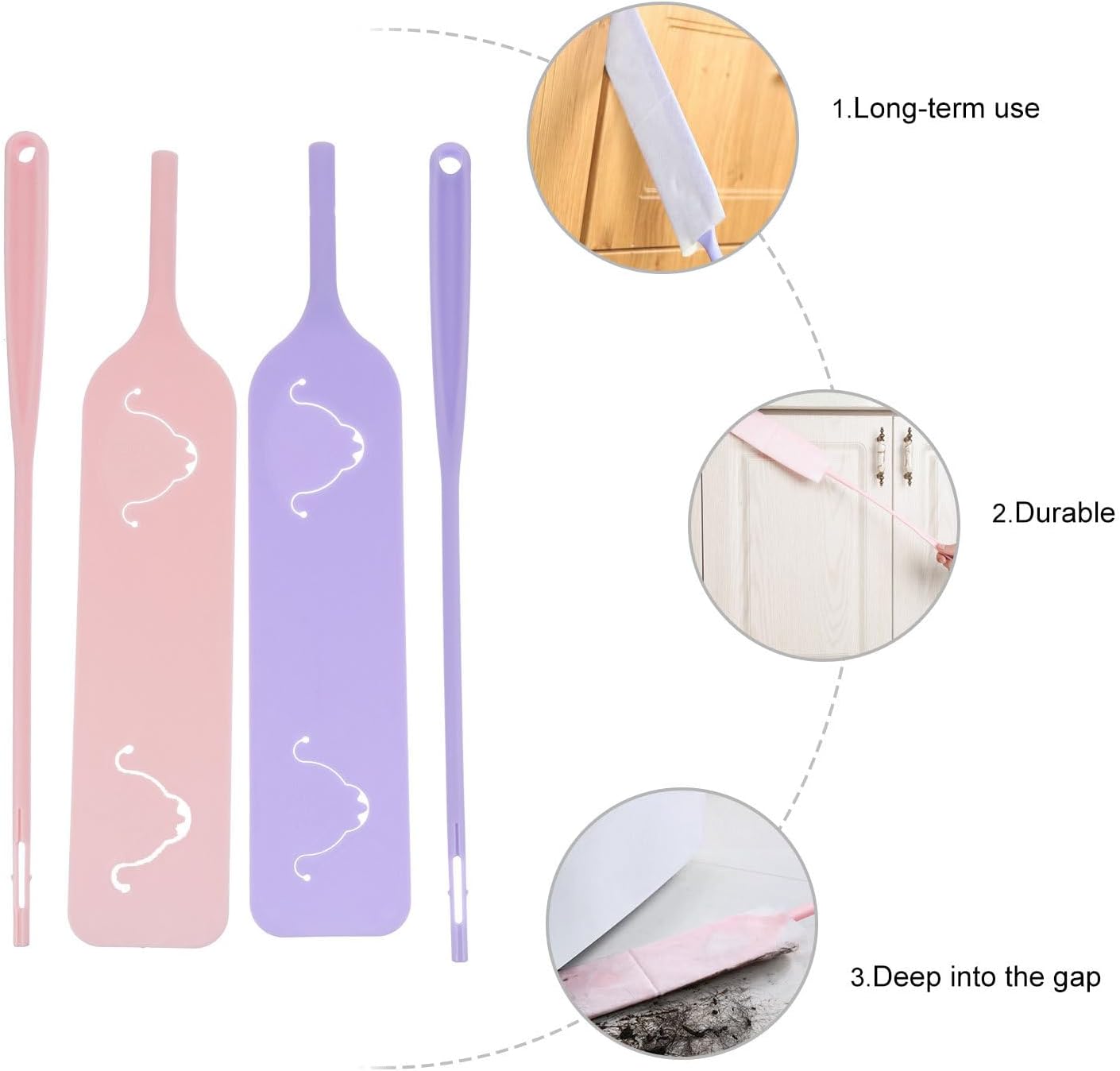 2pcs Home Dust Duster and Gap Dust Cleaning Brush Set with Extendable Handle, Non-Woven Fabric Sleeves, Comfortable Grip for Sofa and Floor Cleaning