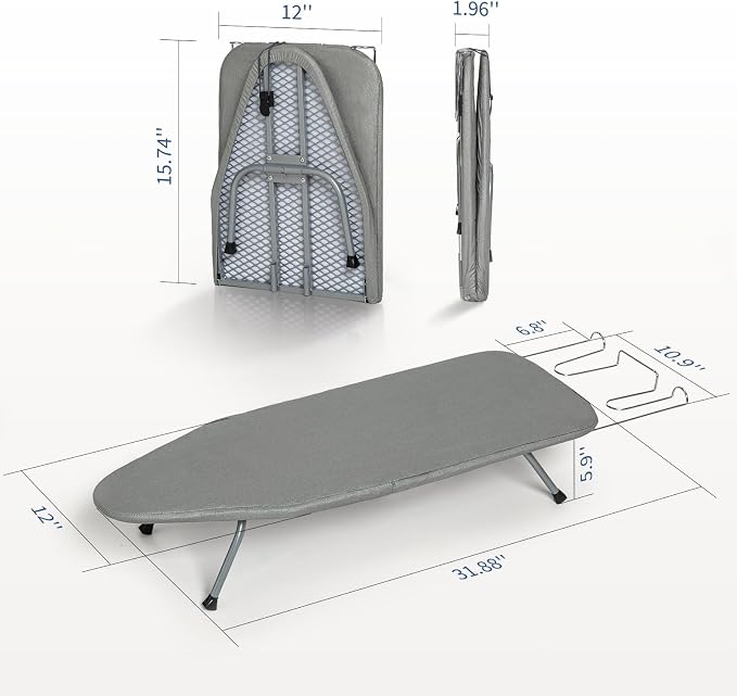 Tabletop Ironing Board with Iron Rest, Small Ironing Board Foldable with Heat - Image 2