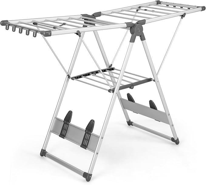 Giantex Clothes Drying Rack, 2-Layer Aluminum Foldable Laundry Drying Rack - Image 8