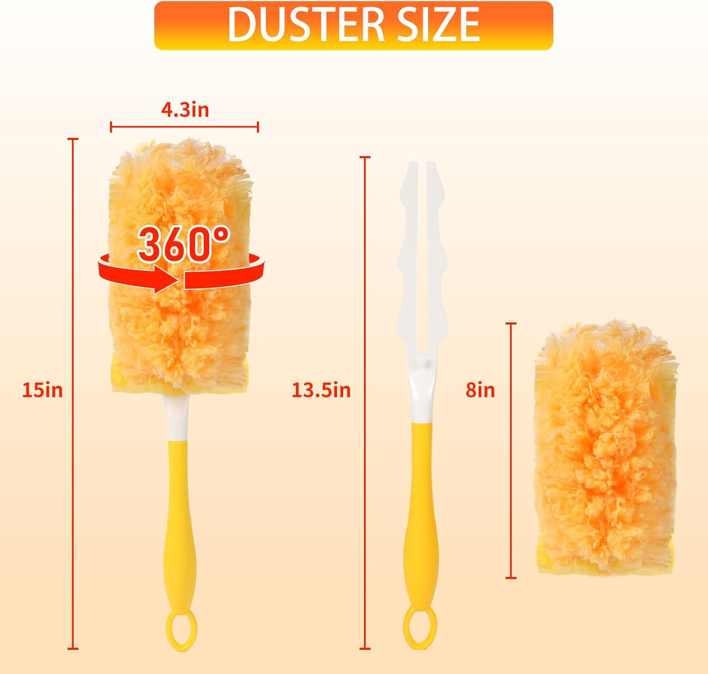 60 Count Duster Refill for Swiffer Duster with 1 Handle - 360° Multi-Surface Larger Size Feather Dusters, Disposable Duster Kit for Cleaning Home, Furniture, Blinds and Ceiling Fans