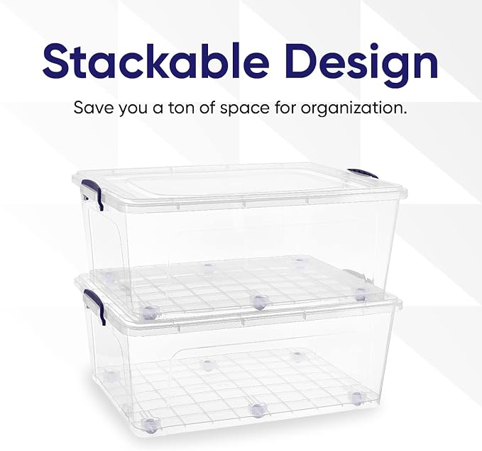 Superio Storage Bins with Lids, Stackable Totes, BPA Free, Odor Free, Organizer - Image 3