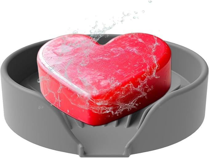 Self Draining Soap Dish, Silicone Suction Cup Soap Holder Tray Savers Container by UltraKeno