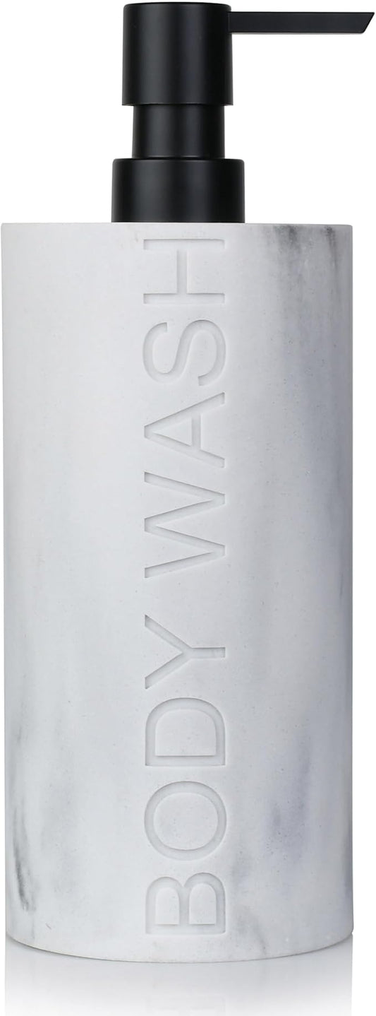 White Body Wash Dispenser Luxurious Refillable Pump Bottle by IndecorHome