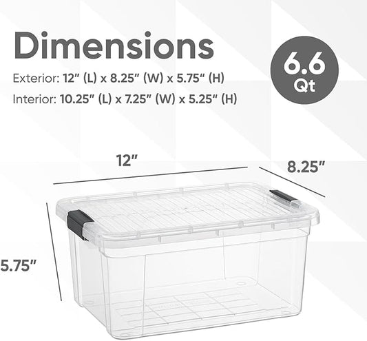 Superio Storage Bins with Lids- 2 Pack, 6.6 Qt Clear Boxes - Image 2