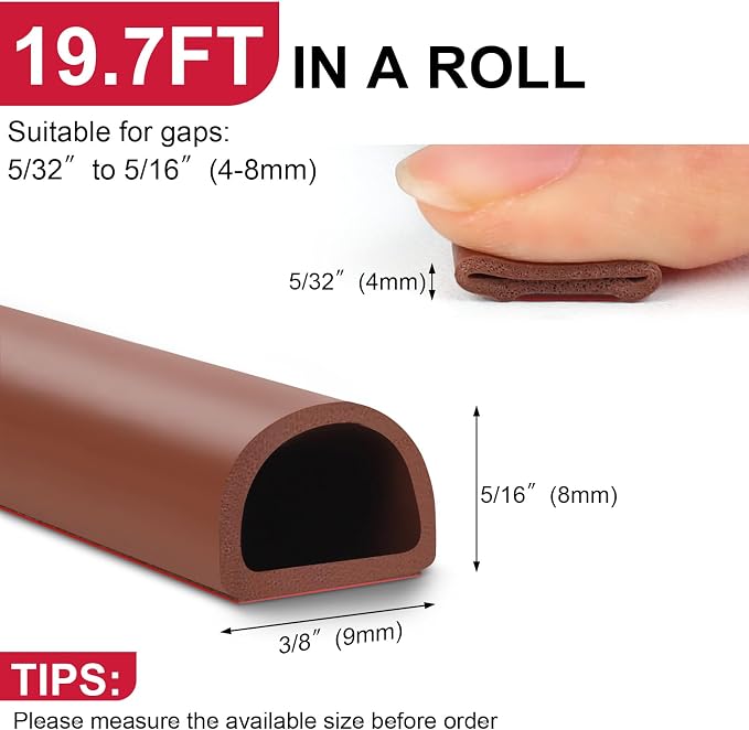 【New Upgrade】 Silicone Door Weather Stripping Door Seal Strip, 19.7 Feet - Image 3