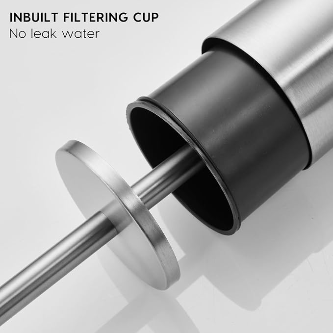 Brushed Stainless Steel Toilet Brush and Cover, No-Punch Hook Base Dual Purpose - Image 8