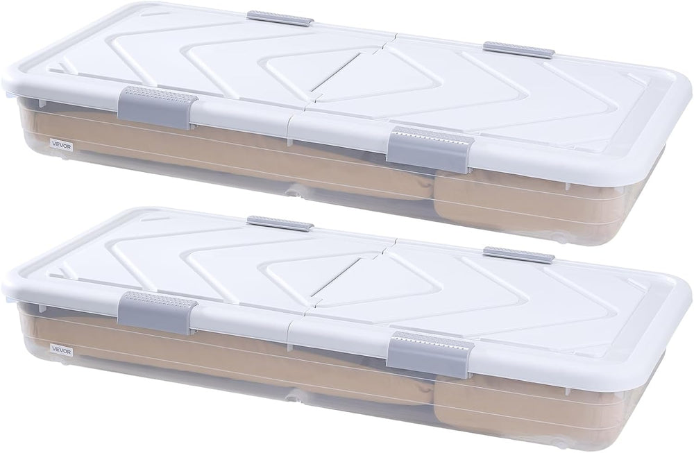 VEVOR Under Bed Storage with Wheels, 39.8 x 20.1 x 5.9 inch Underbed Containe...