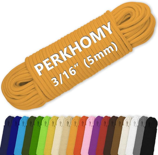 PerkHomy Cotton Rope 3/16" 100 ft Multi Purpose Utility Diamond Braided Cord by PerkHomy