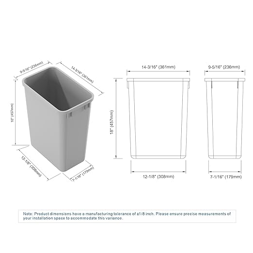 Dowell 35L Wastebasket Trash Container, 37Qt/9.2Gal, - Image 3