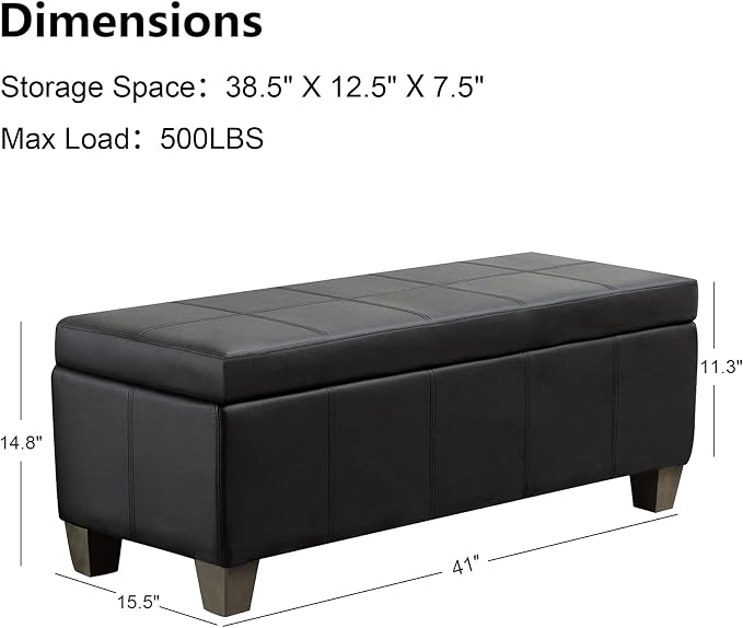 Black Faux Leather Ottoman - Image 3