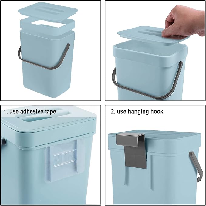 LALASTAR Small Trash Can with Lid, Compost Bin Indoor Kitchen Sealed Under Sink - Image 6