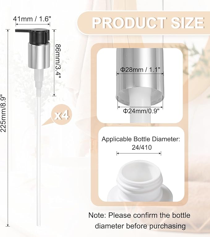 uxcell 4 Pcs Soap Dispenser Pump Heads, Hand Soap Dispensers Top Pumps - Image 2