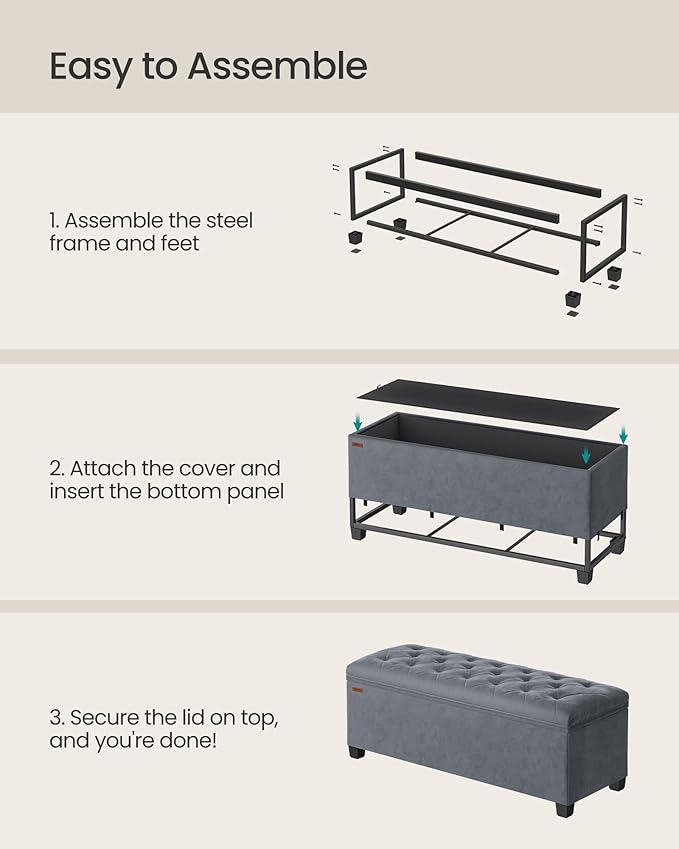 SONGMICS Velvet Storage Ottoman Bench, Foot Rest - Image 6