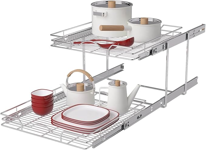 OCG 2 Tier Pull Out Cabinet Organizer, Pull Out Drawers by OCG