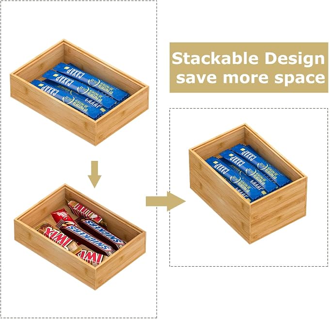 Bamboo Kitchen Drawer Organizer, Stackable Silverware Tray Utensil Organizer - Image 3