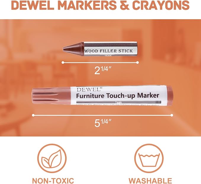 DEWEL Wood Furniture Markers & Filler Sticks Repair Kit, New Improved 18 Colors - Image 7