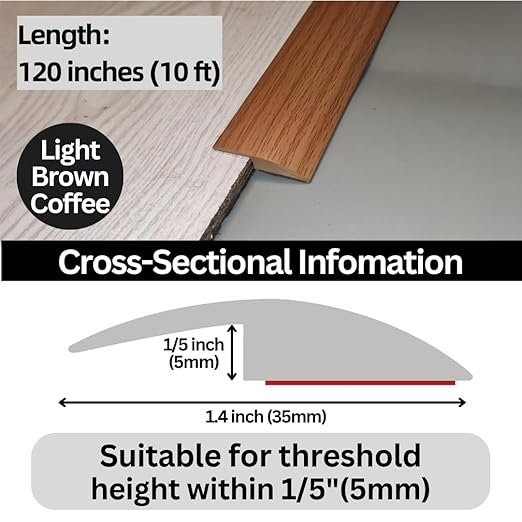 1/5 inch Height Floor Transition Strip, Self Adhesive Carpet Wood Tile Vinyl - Image 2