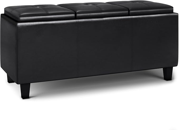 SIMPLIHOME Avalon 42 inch Wide Contemporary Rectangle Tray Storage Ottoman by SimpliHome