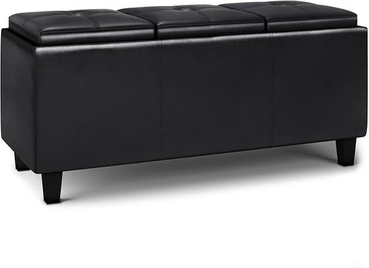 SIMPLIHOME Avalon 42 inch Wide Contemporary Rectangle Tray Storage Ottoman by SimpliHome