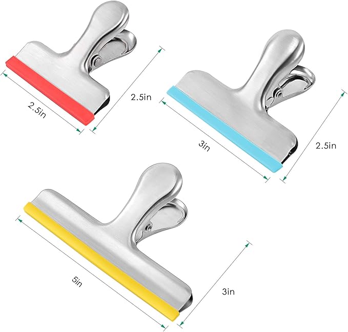 HOUSE AGAIN 12 Pack 3 Sizes Stainless Steel Chip Bag Clips Covered - Image 2