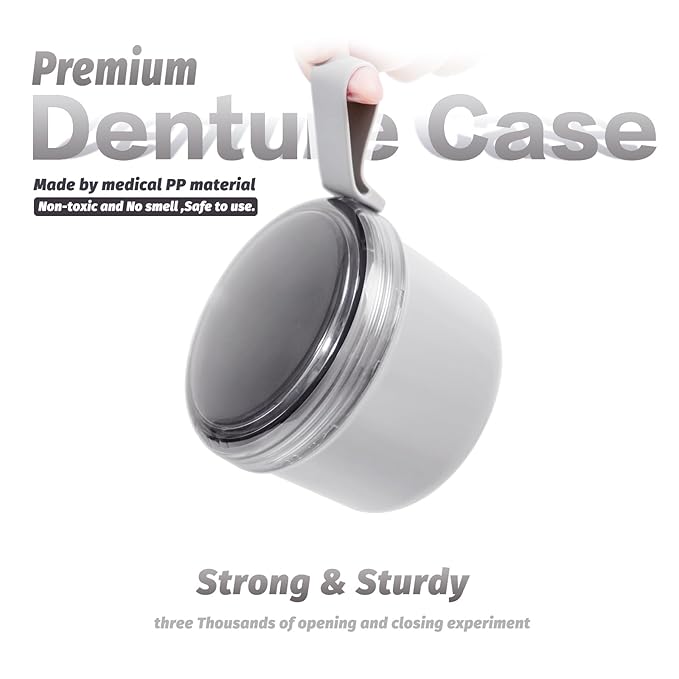 Large Denture Bath Cup No Leak Denture Case Retainer Cleaner Case Complete - Image 2