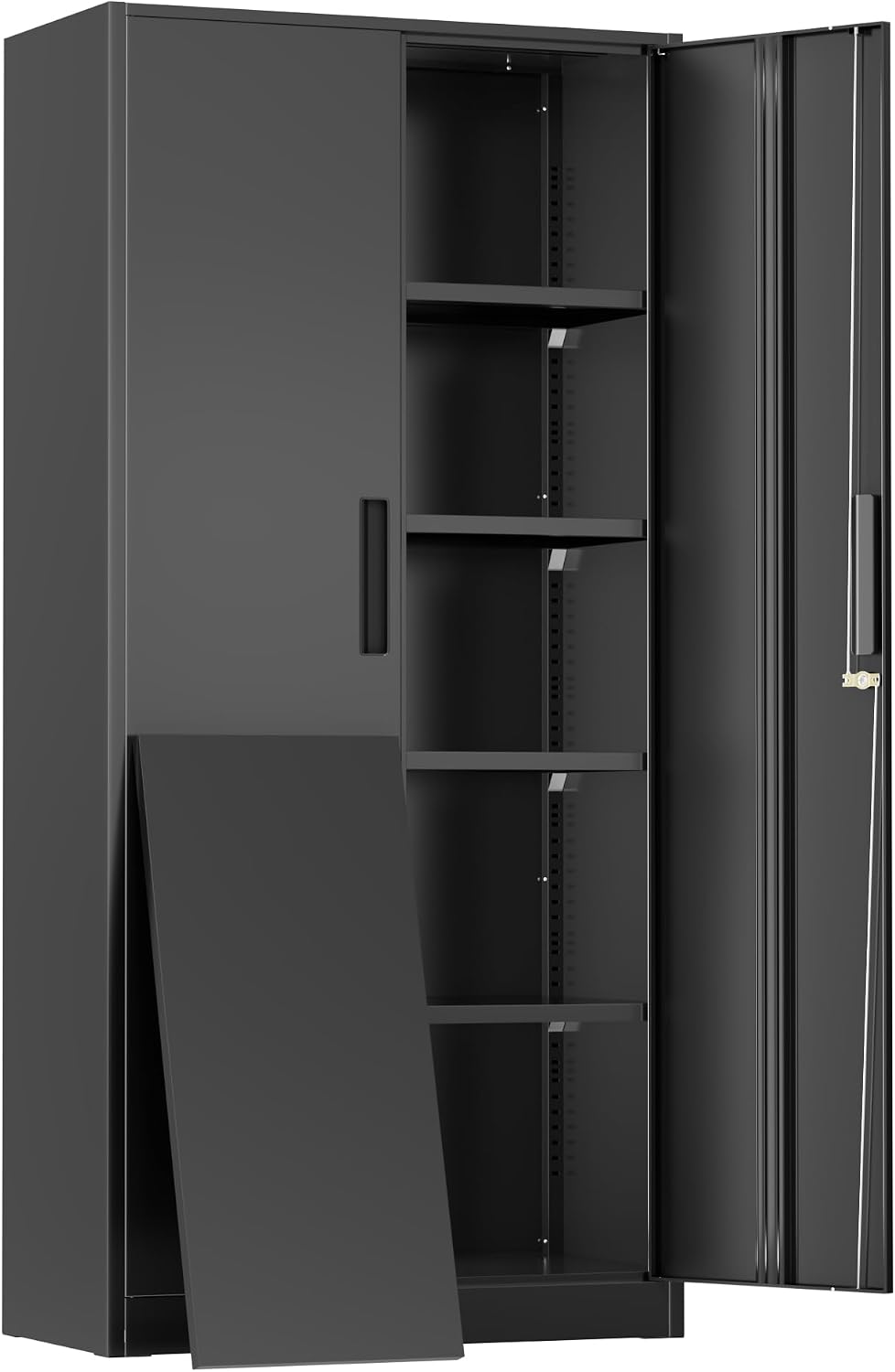 Greenvelly Metal Cabinet, 72" Black Locking Metal Storage Cabinet with 2...