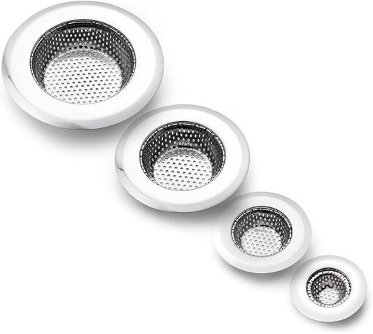 4 Pack Heavy Duty Stainless Steel Kitchen Sink Drain Strainer, Bathroom Hair by CORNERJOY