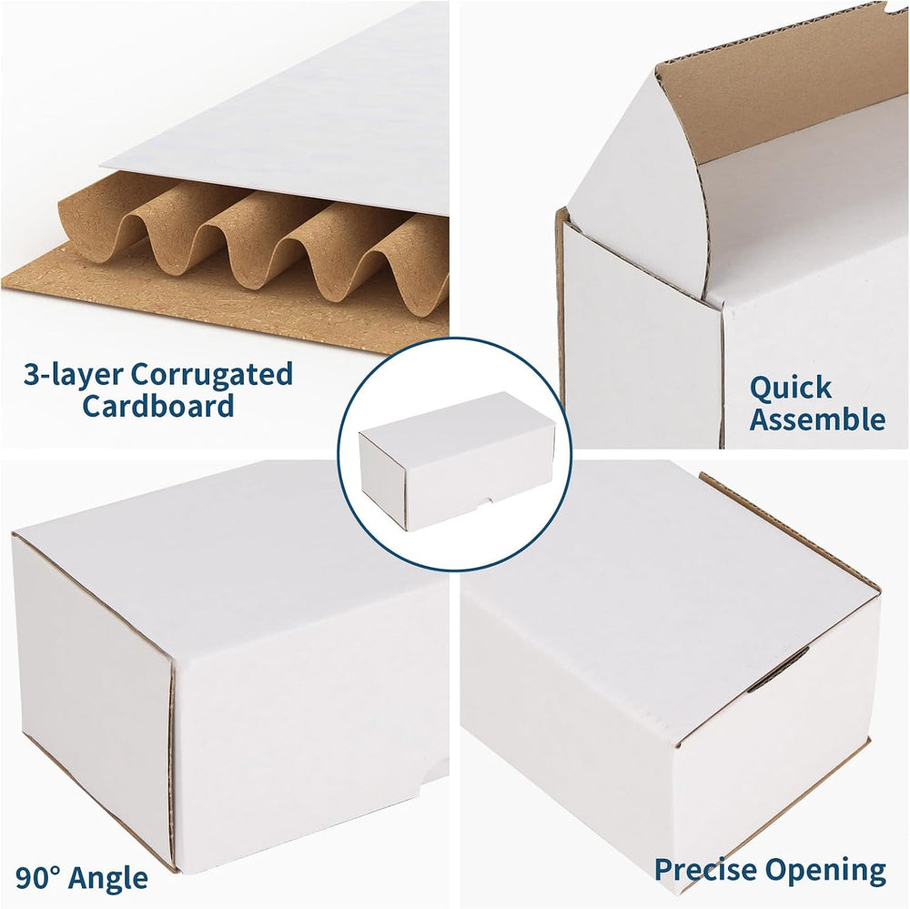 ZBEIVAN 8x4x3 White Shipping Boxes Set of 50, Corrugated Cardboard Mailer Box...