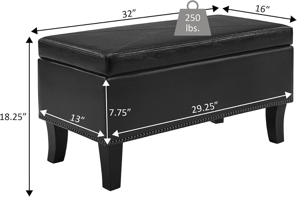Convenience Concepts Designs4Comfort Winslow Storage Ottoman Bench 32" -...