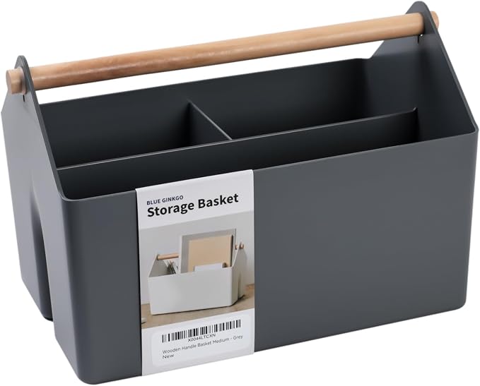 BLUE GINKGO Medium Storage Basket – Plastic Caddy by BLUEGINKGO