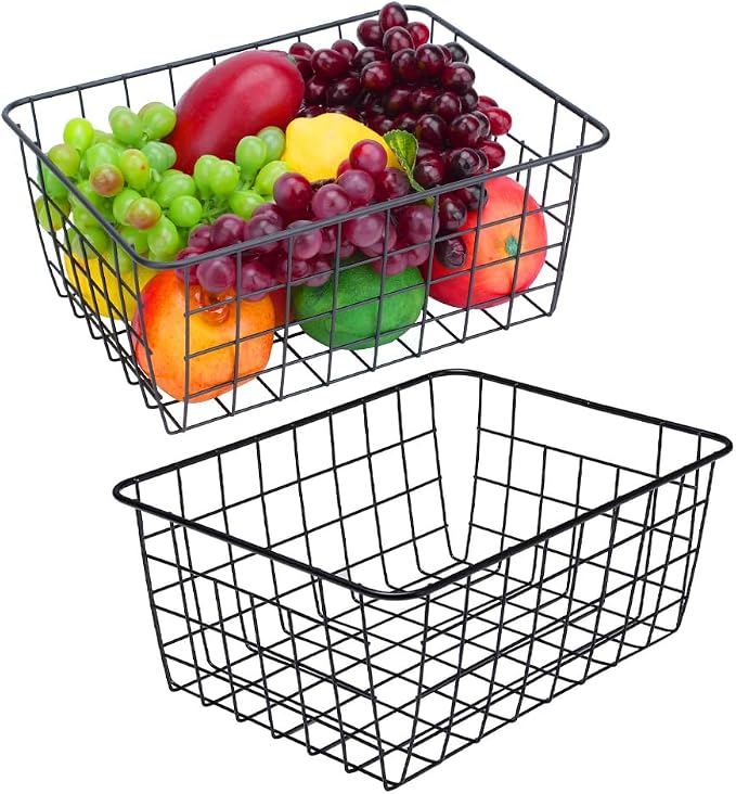 LeleCAT Wire Baskets with Handles, Wire Storage Organizer Baskets, Household - Image 5