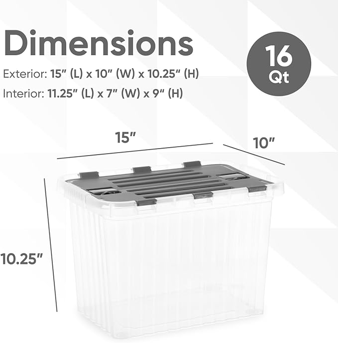 Superio Storage Bins with Lids, Stackable Totes, BPA Free, Odor Free, Organizer
