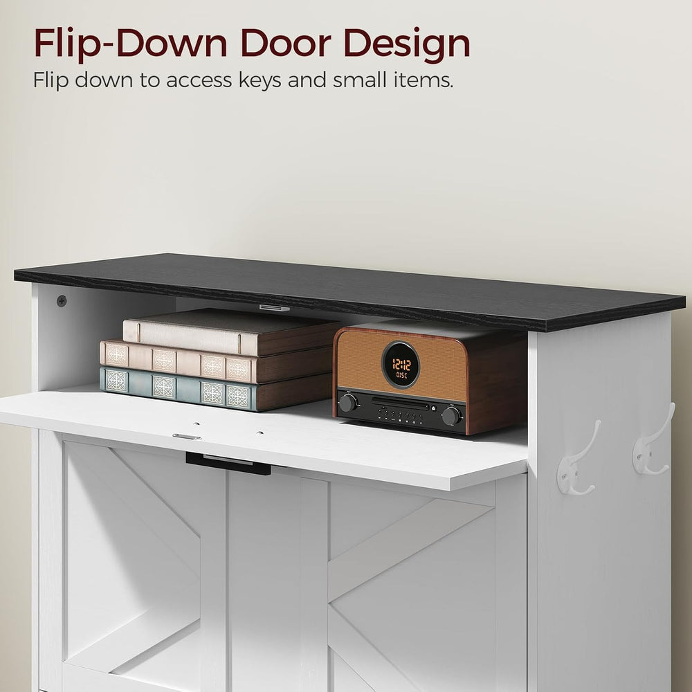 MAHANCRIS Shoe Cabinet with 2 Flip Drawers, Farmhouse Shoe Storage Cabinet fo...