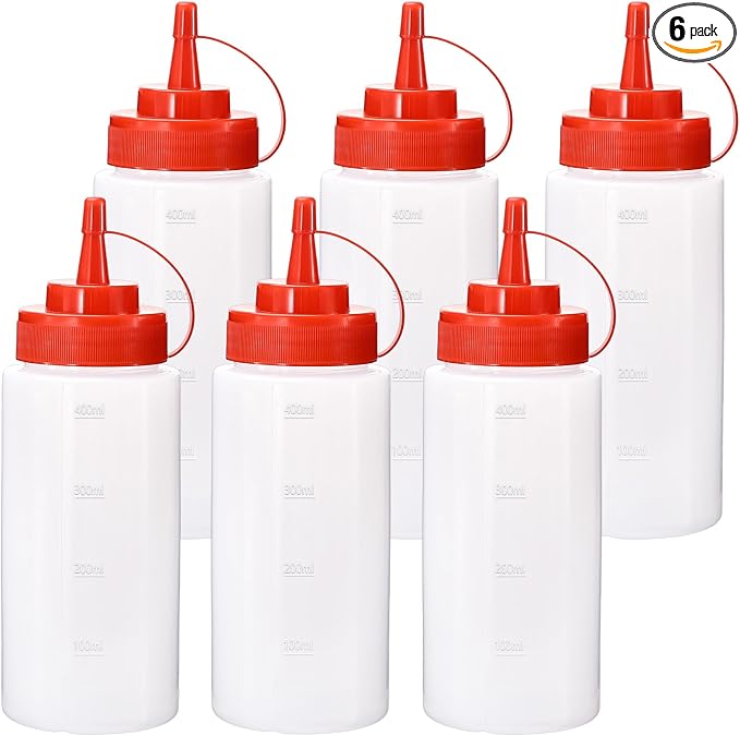 Condiment Squeeze Bottles Ketchup Dispenser, 6 Pack 16oz Squeeze Bottles by Katfort