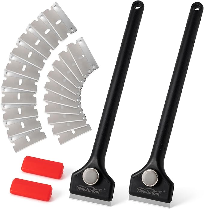 NEWISHTOOL Long Handle Scraper Tool Kit includes 2 Pcs Razor Blade Scraper and by NEWISHTOOL