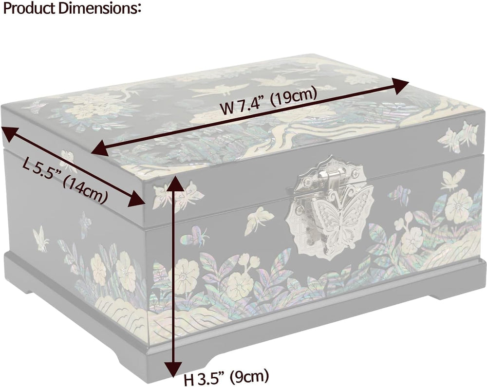 February Mountain Mother-of-Pearl Jewelry Box | Wooden Make | Two-Layer Velve...